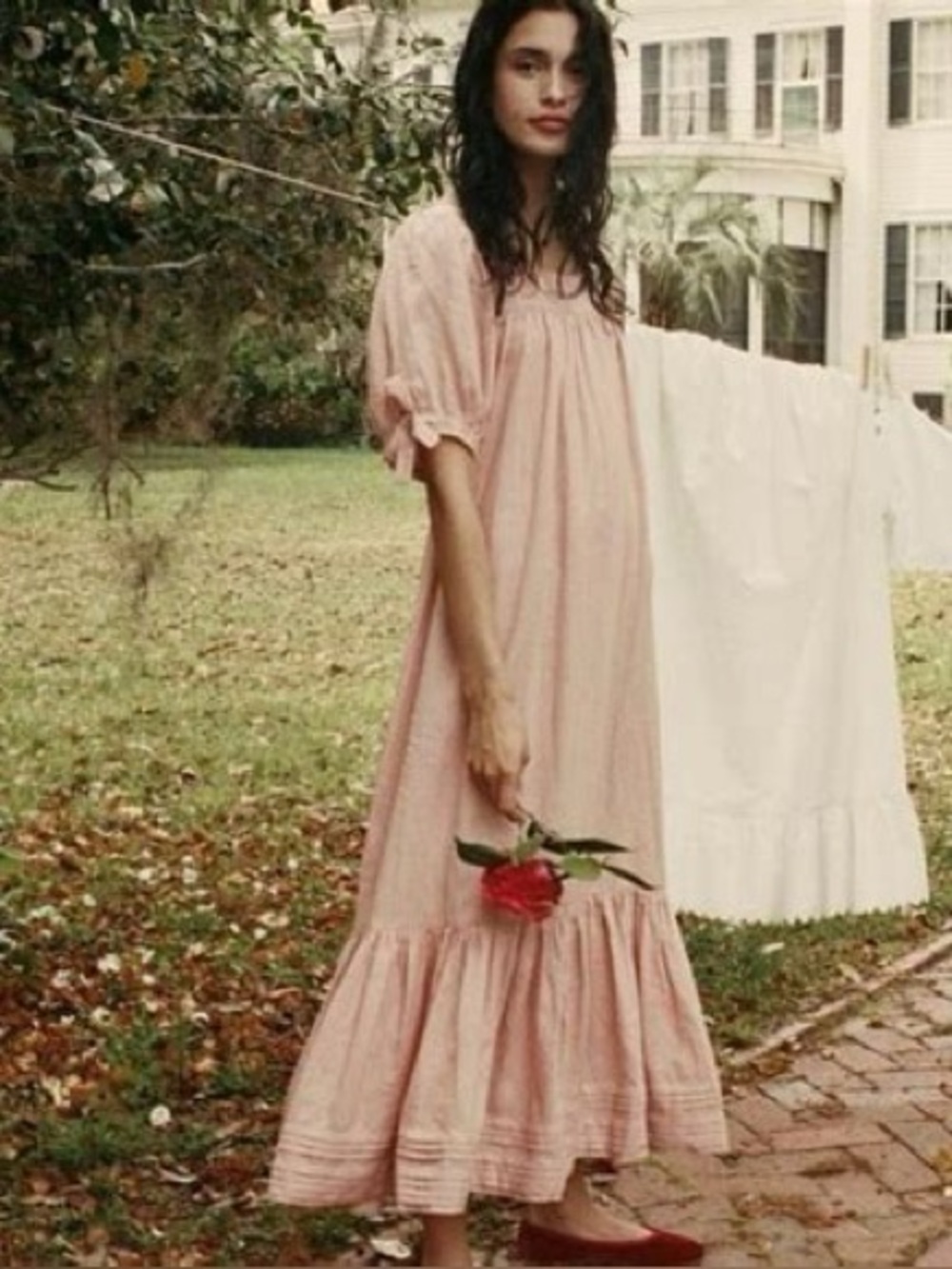 DÔEN Mariposa Sunset Pink Ramie Maxi Dress XS